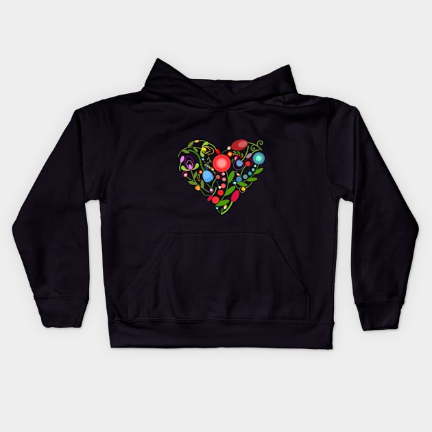 Floral heart on black Kids Hoodie by hedehede